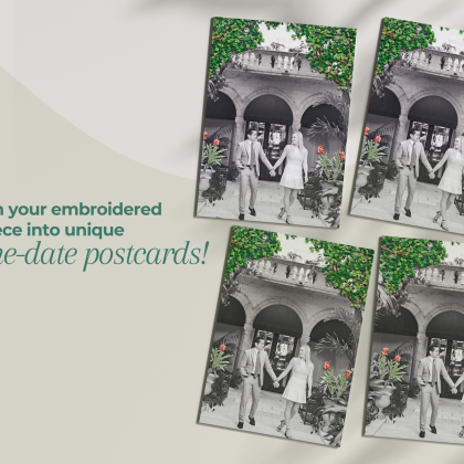 Transform your embroidered masterpiece into unique save-the-date postcards! (1)