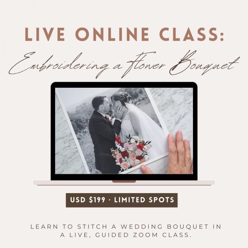 embroidery on paper zoom class bouquet