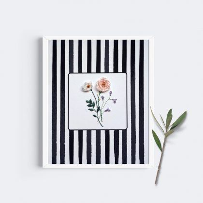 Bloom Within Stripes-embroidery-paper-framed