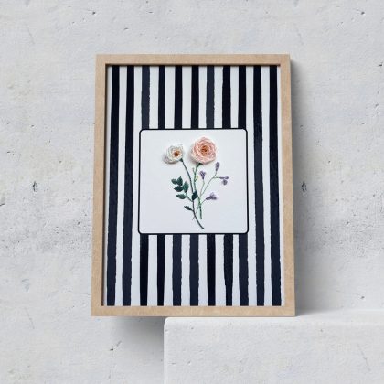 Bloom Within Stripes-embroidery-paper-wood-framed