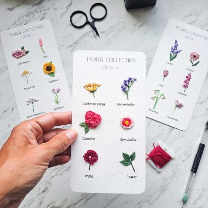 floral collection-embroidery- paper