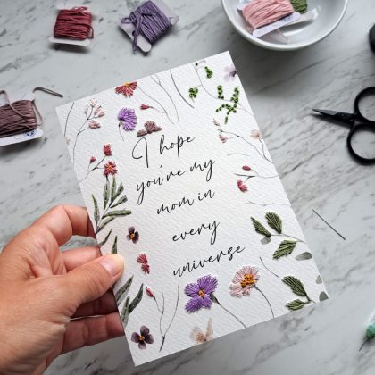 For Mom Embroidered Card