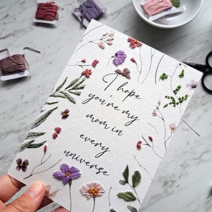 For Mom Embroidered Art Card