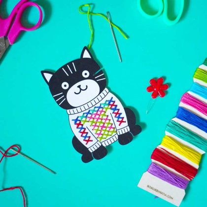 embroidery-on-paper-kit-cat