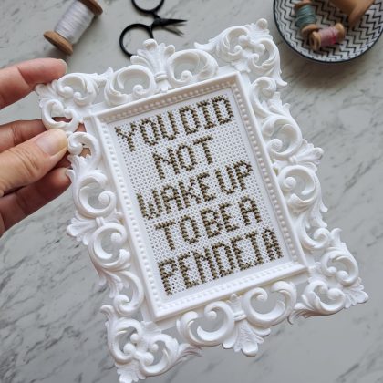Embroidery on 3D frame template quote